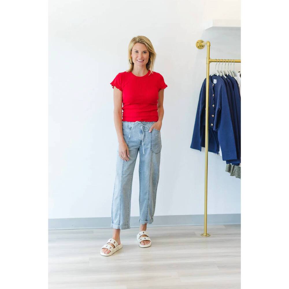 NEW DAZE lily short sleeve baby tee in red